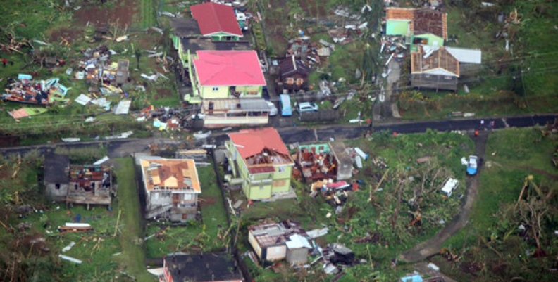 Damaged homes from Hurricane Maria are shown in this aerial photo over the island of Dominica Damaged homes from Hurricane Maria are shown in this aerial photo over the island of Dominica